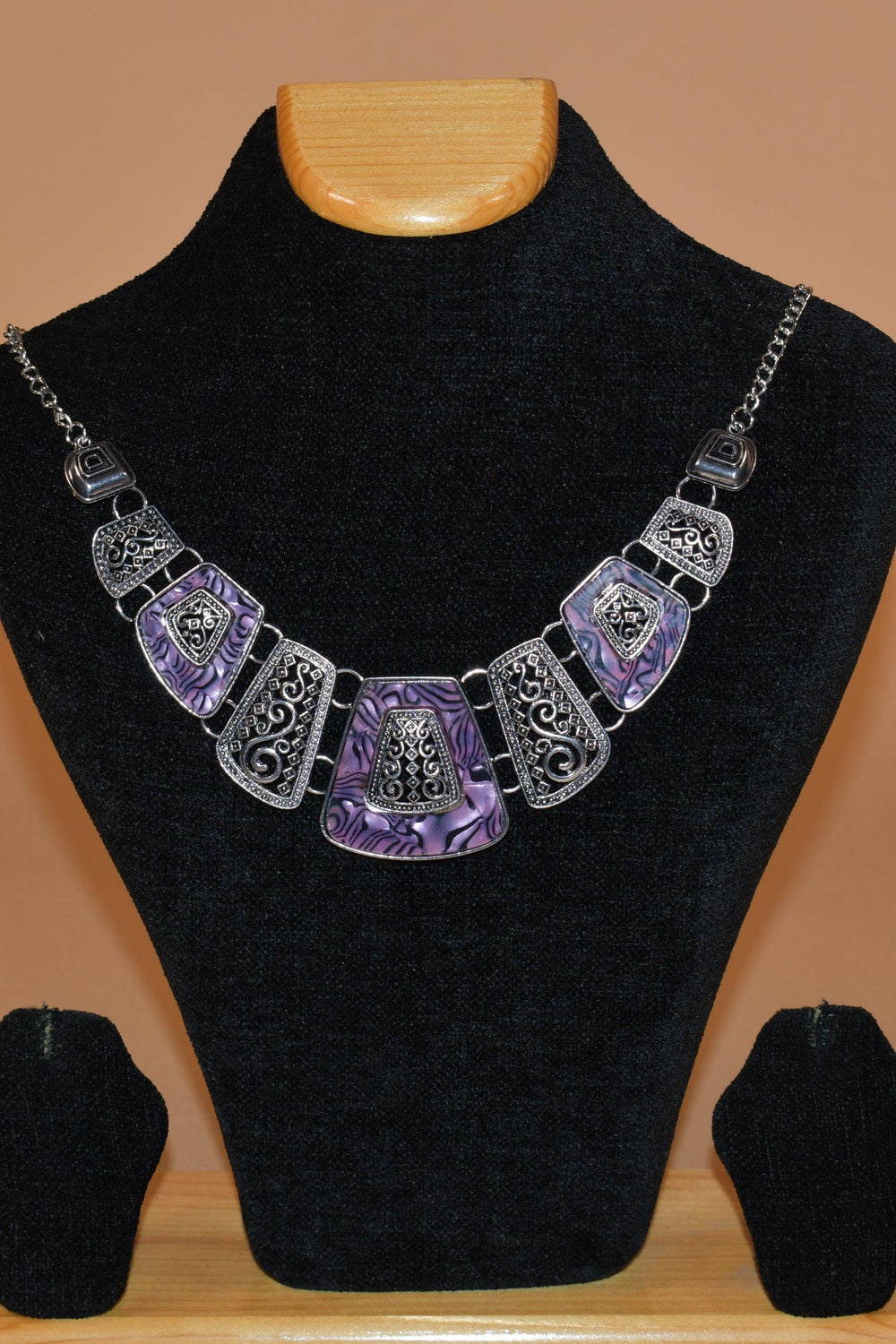 Shade of Purple Carved Necklace FASHION JEWELRY RAAS