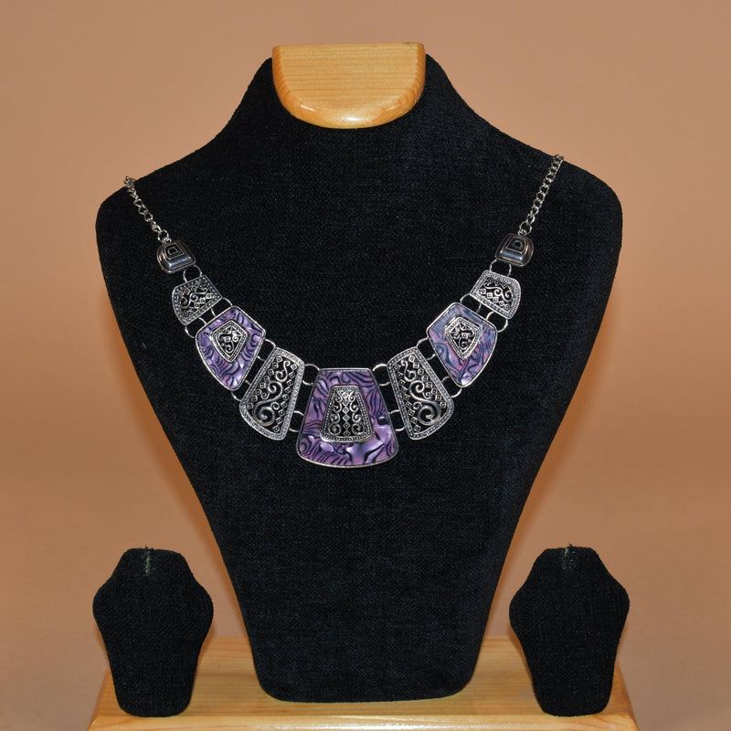 Shade of Purple Carved Necklace FASHION JEWELRY RAAS