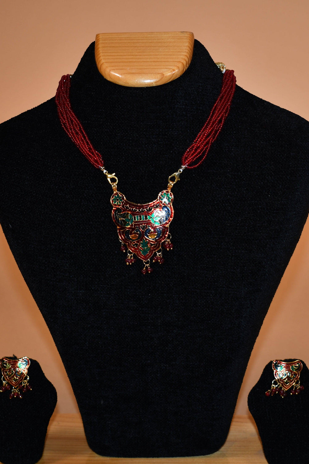 Shade of Red Heritage Design Necklace Set FASHION JEWELRY RAAS