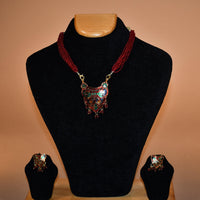 Shade of Red Heritage Design Necklace Set FASHION JEWELRY RAAS