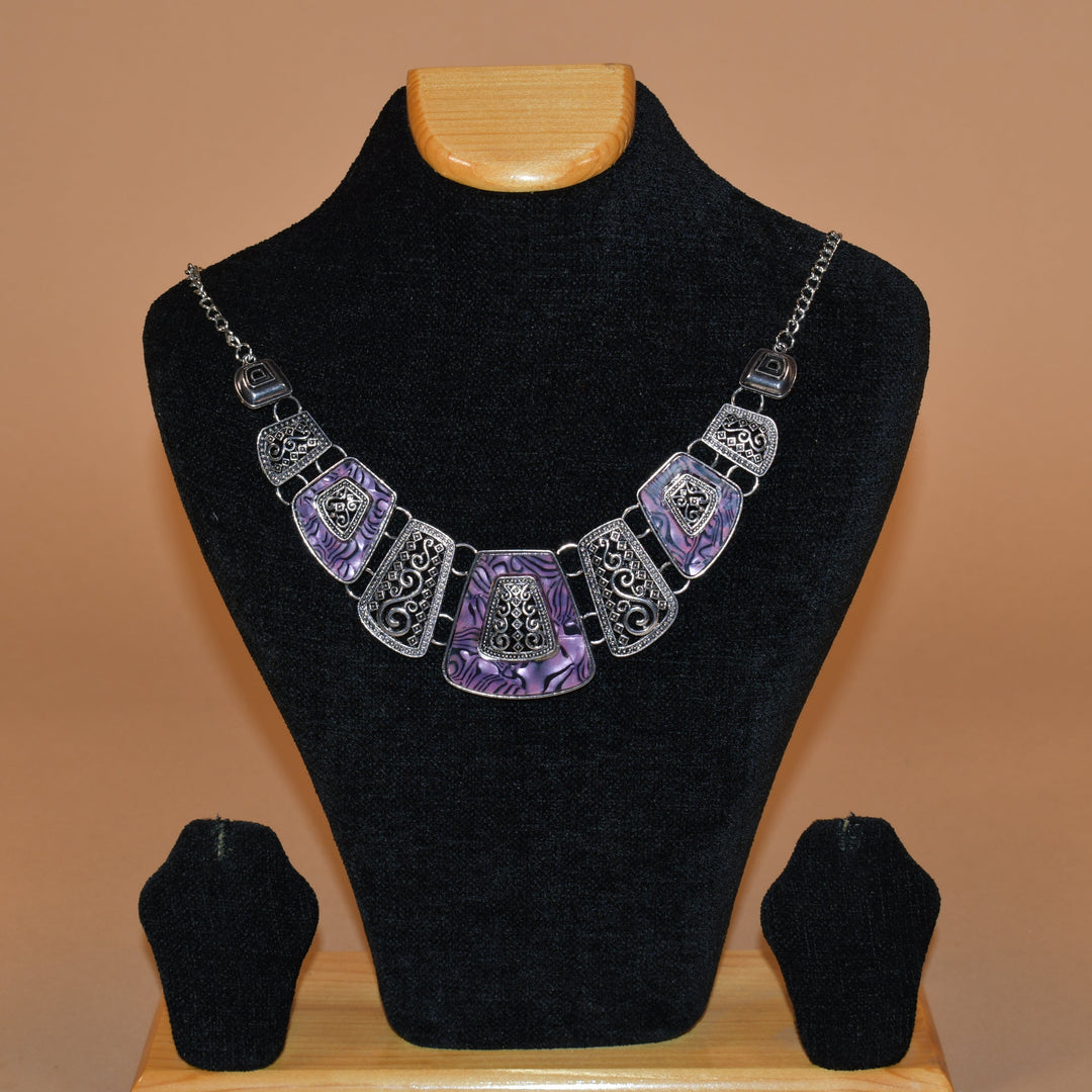 Shade of Purple Carved Necklace Set