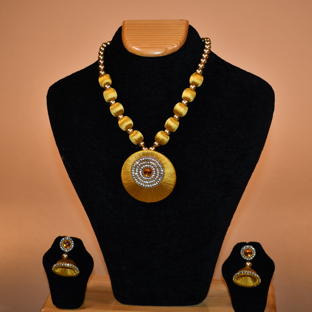 Shade of Yellow Beaded Necklace Set