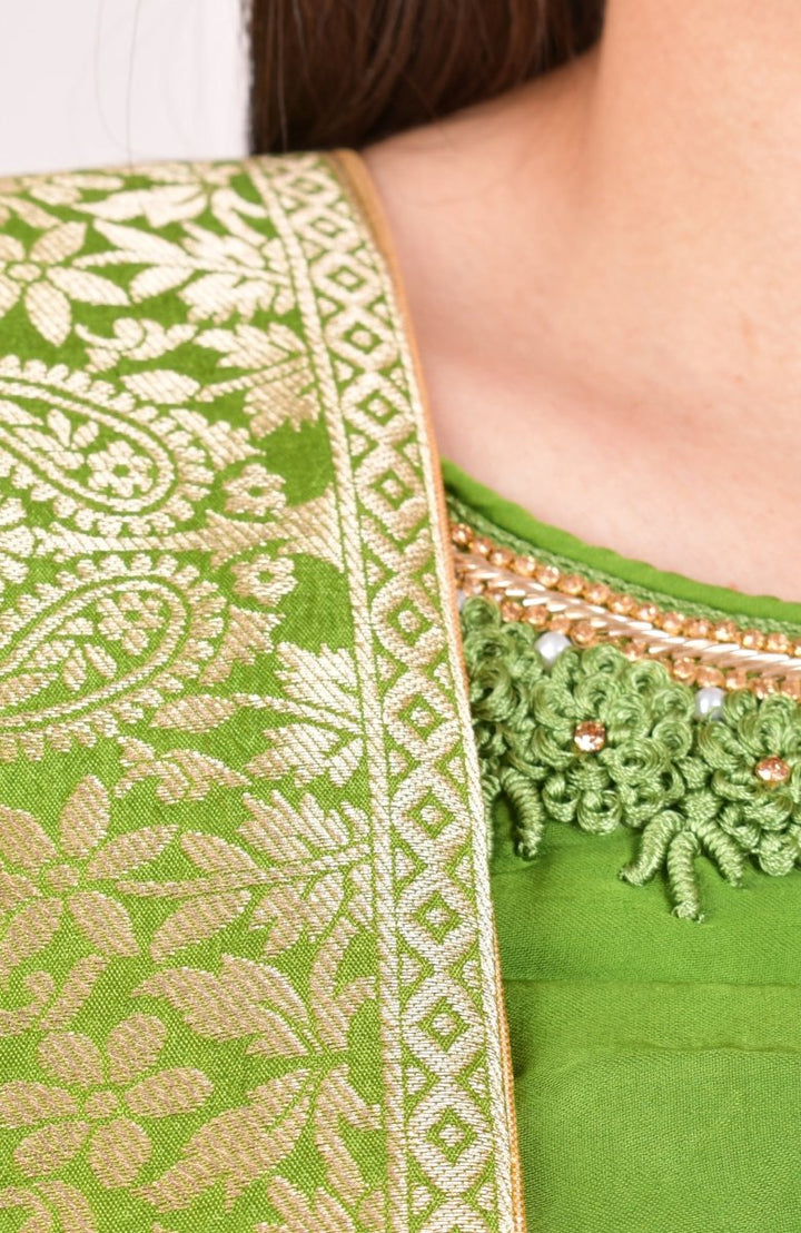 Shaded Green Lehenga Choli for Wedding and Festive Event-[mehendi outfit]-Raas