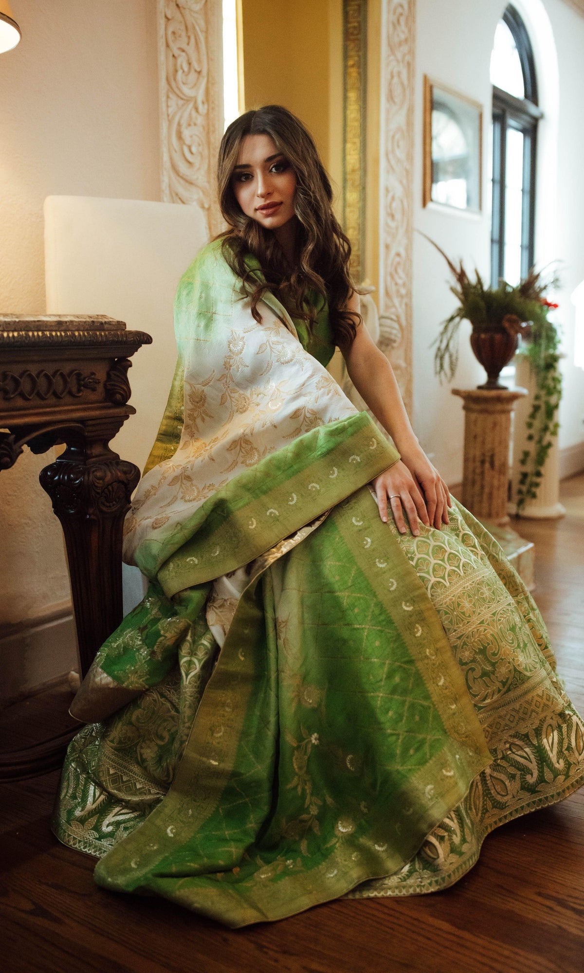 Shaded Green Lehenga Choli for Wedding and Festive Event-[mehendi outfit]-Raas