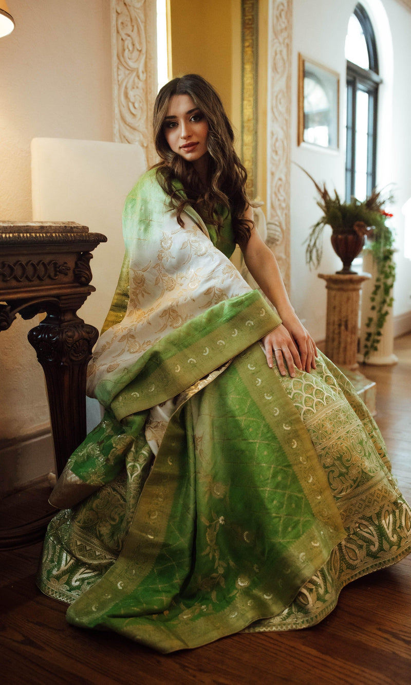Shaded Green Lehenga Choli for Wedding and Festive Event-[mehendi outfit]-Raas