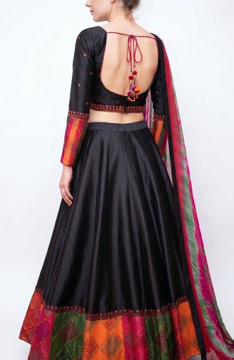 Silk Black Chaniya Choli Set-[comfort-first-design]-[lightweight]-Raas