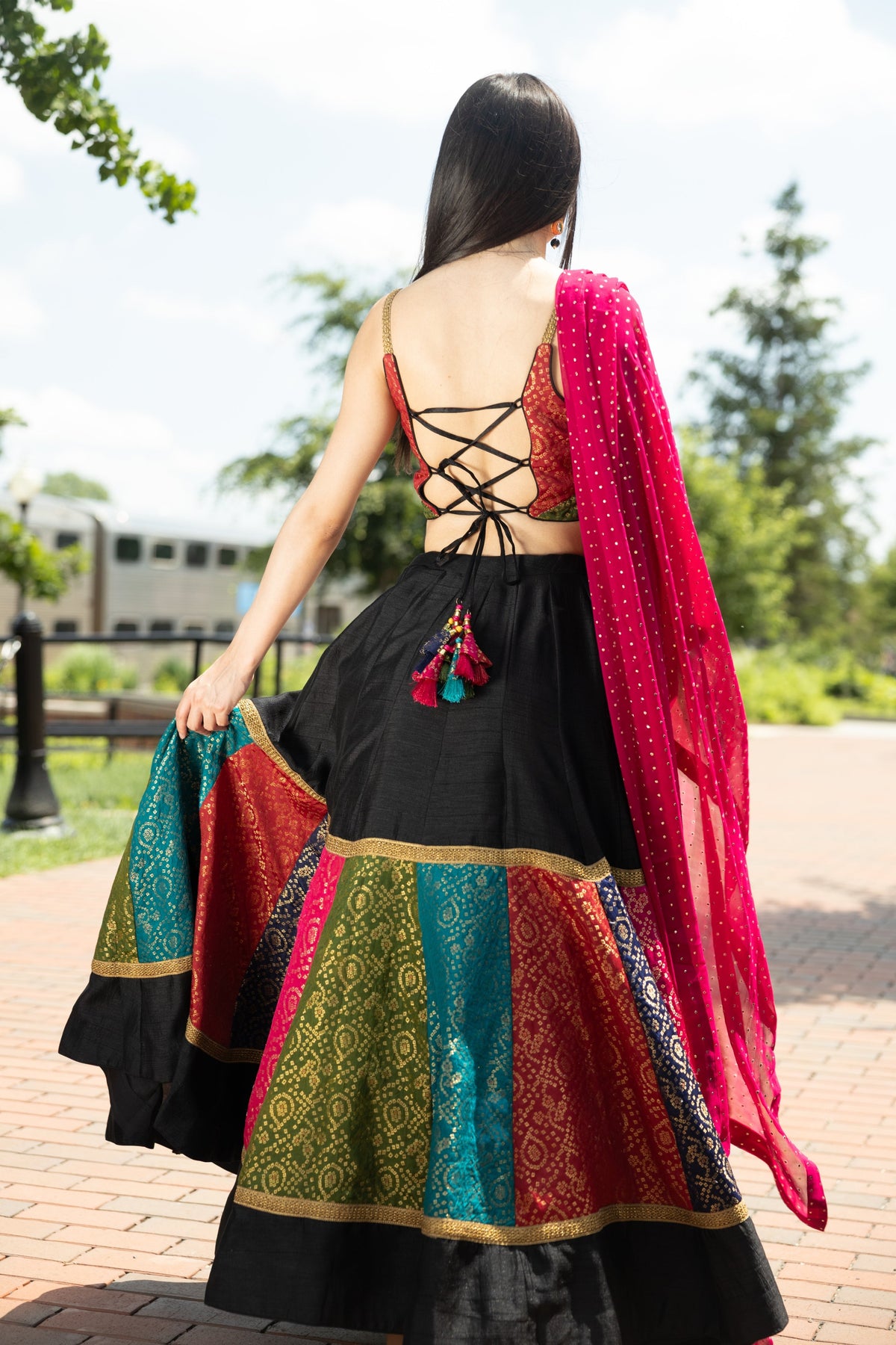 Silk Black Chaniya Choli With Multi Color Blouse-[comfort-first-design]-[lightweight]-Raas