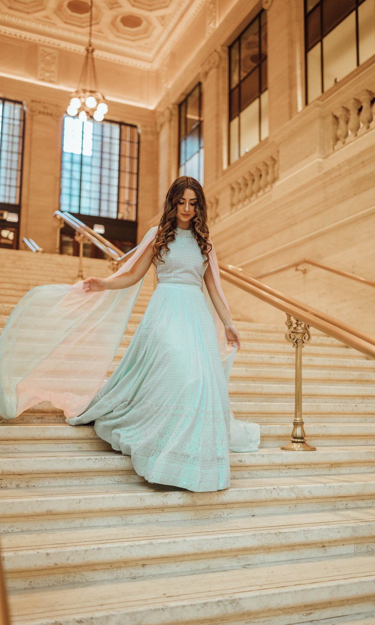Sky Blue Hand Embroidered Gown ANARKALI & GOWN RAAS