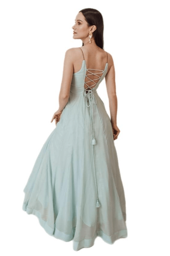 Sky Blue Shimmer Gown-Raas USA