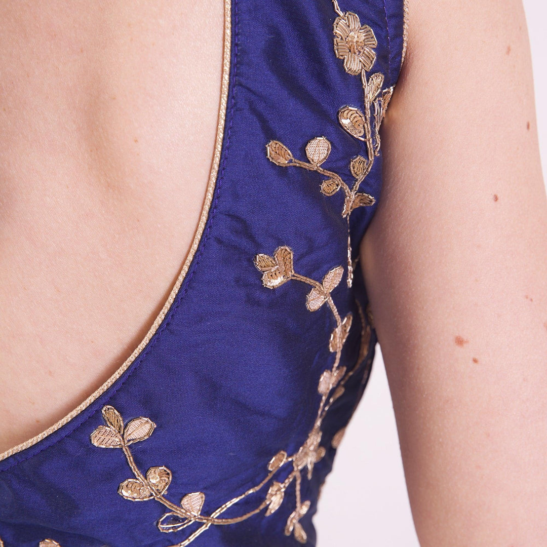 Tala Blue Blouse with Hand Embroidery-Raas USA