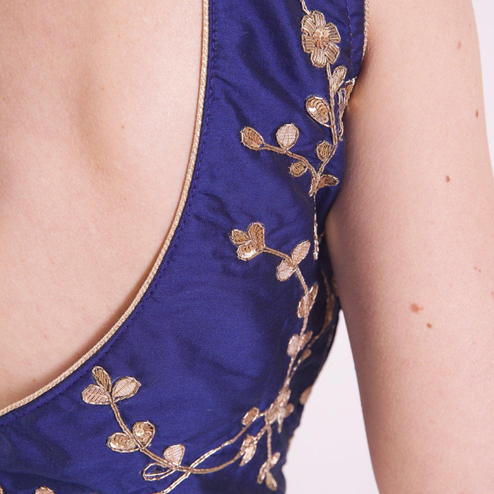 Tala Blue Blouse with Hand Embroidery-Raas USA