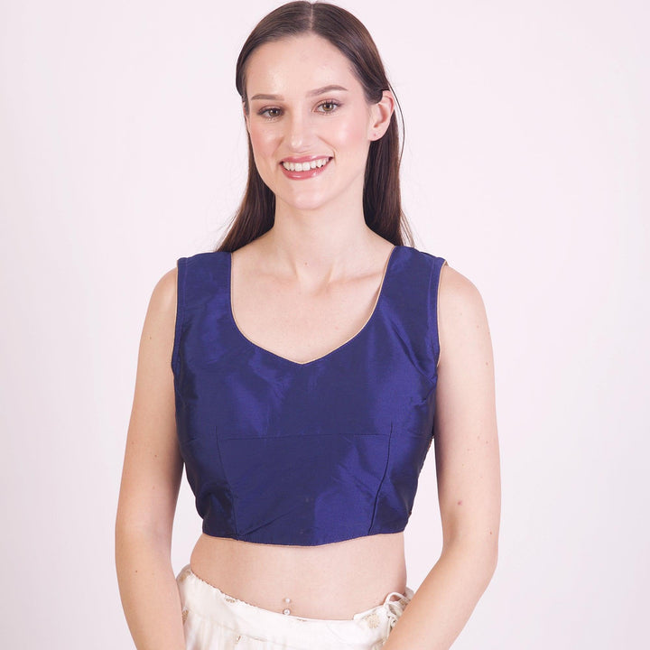 Tala Blue Blouse with Hand Embroidery-Raas USA