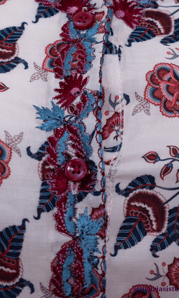 Tan Top with Floral Embroidery TOPS & TUNICS RAAS