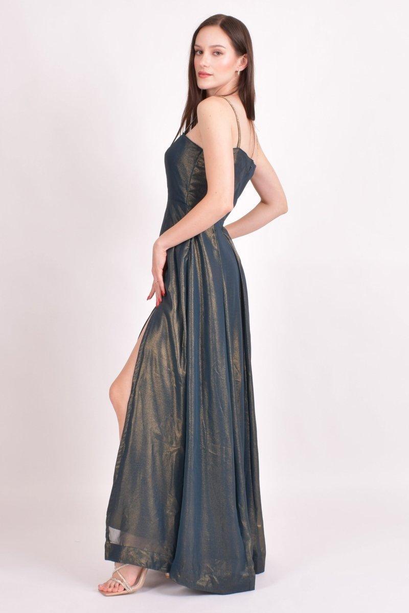 Teal Embroidered Shimmer Saree Gown ANARKALI & GOWN RAAS