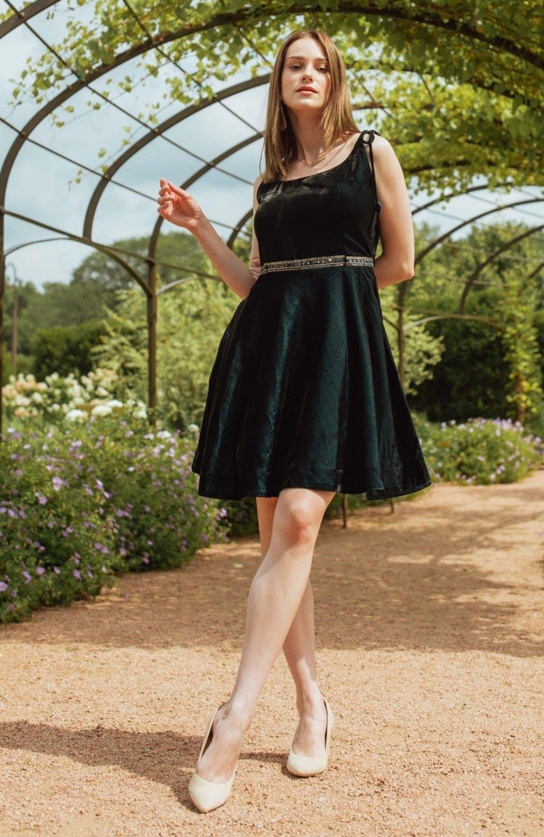 Tia Teal Velvet Short Dress