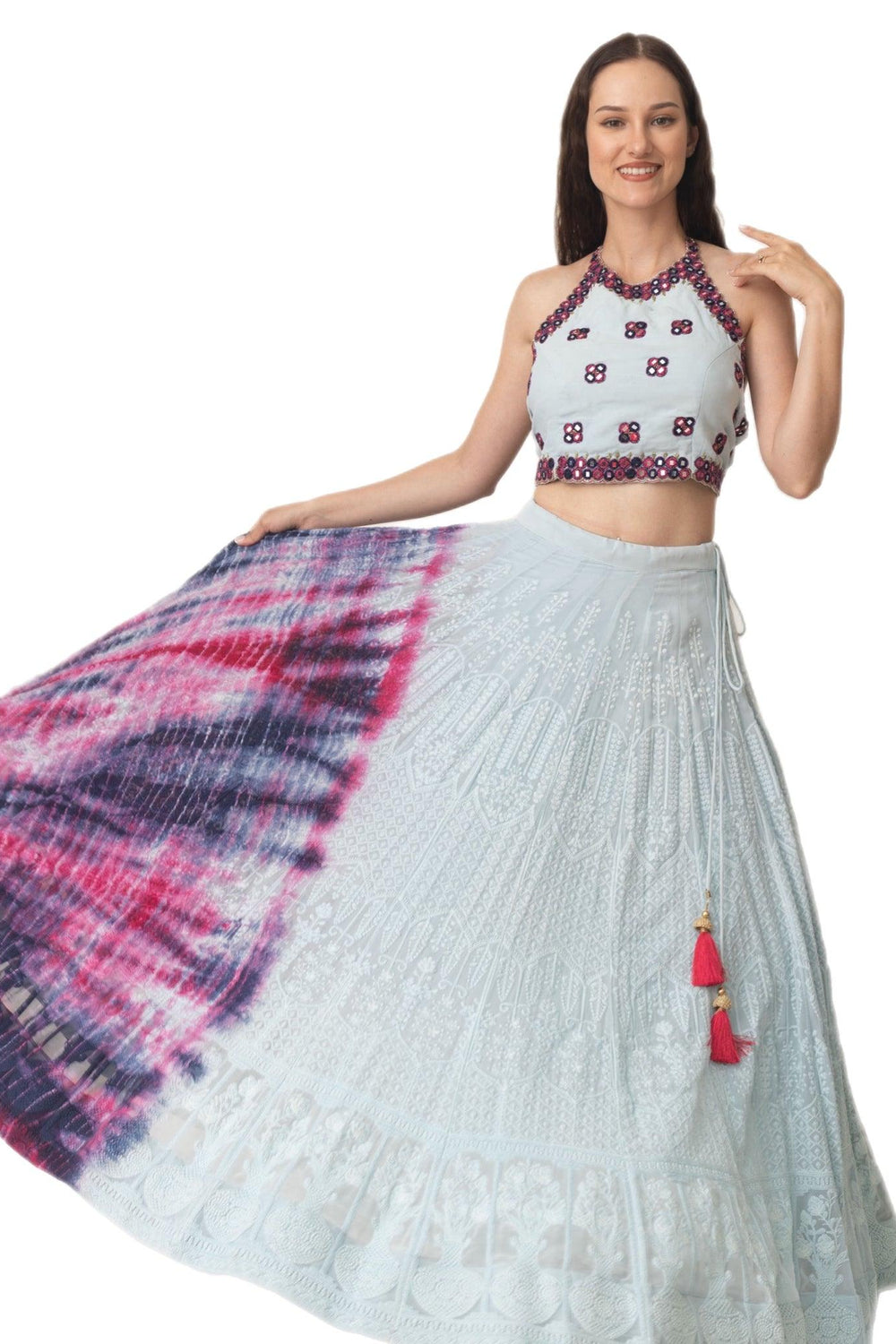 Tie Dye Lehenga Choli Set-[mehendi outfit]-Raas