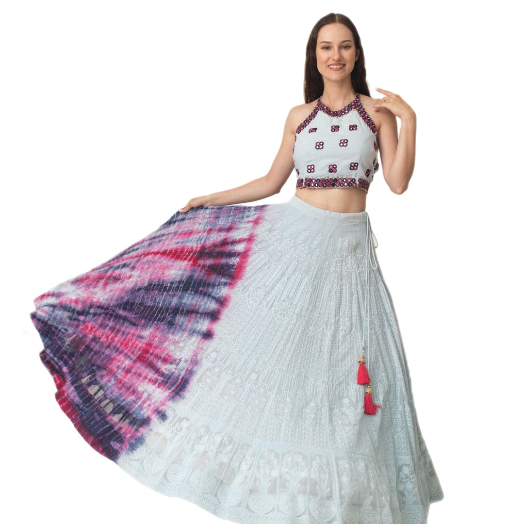 Tie Dye Lehenga Choli Set-[mehendi outfit]-Raas