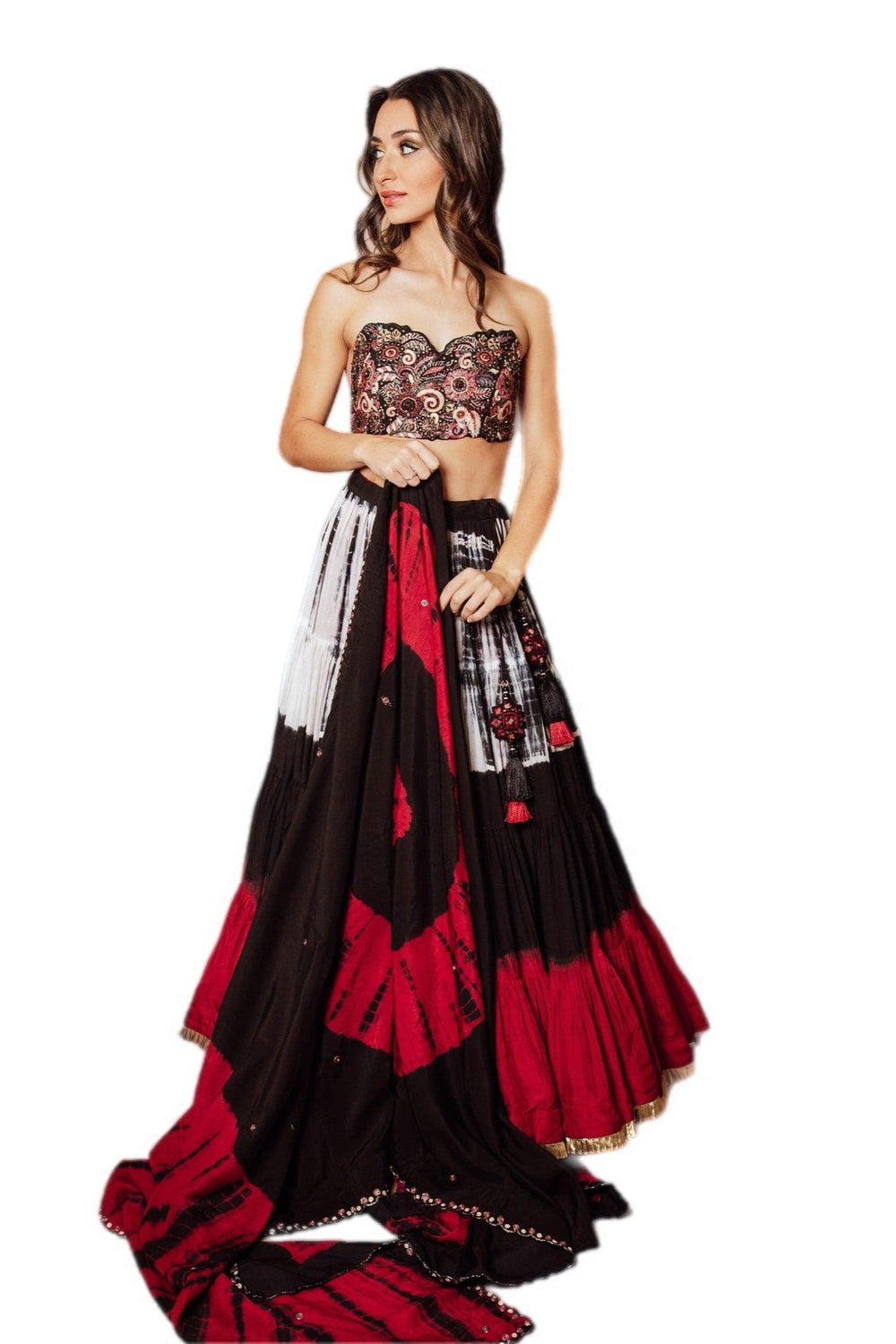 Tie Dye Tiered Full Flare Lehenga Choli Set Chaniya choli RAAS