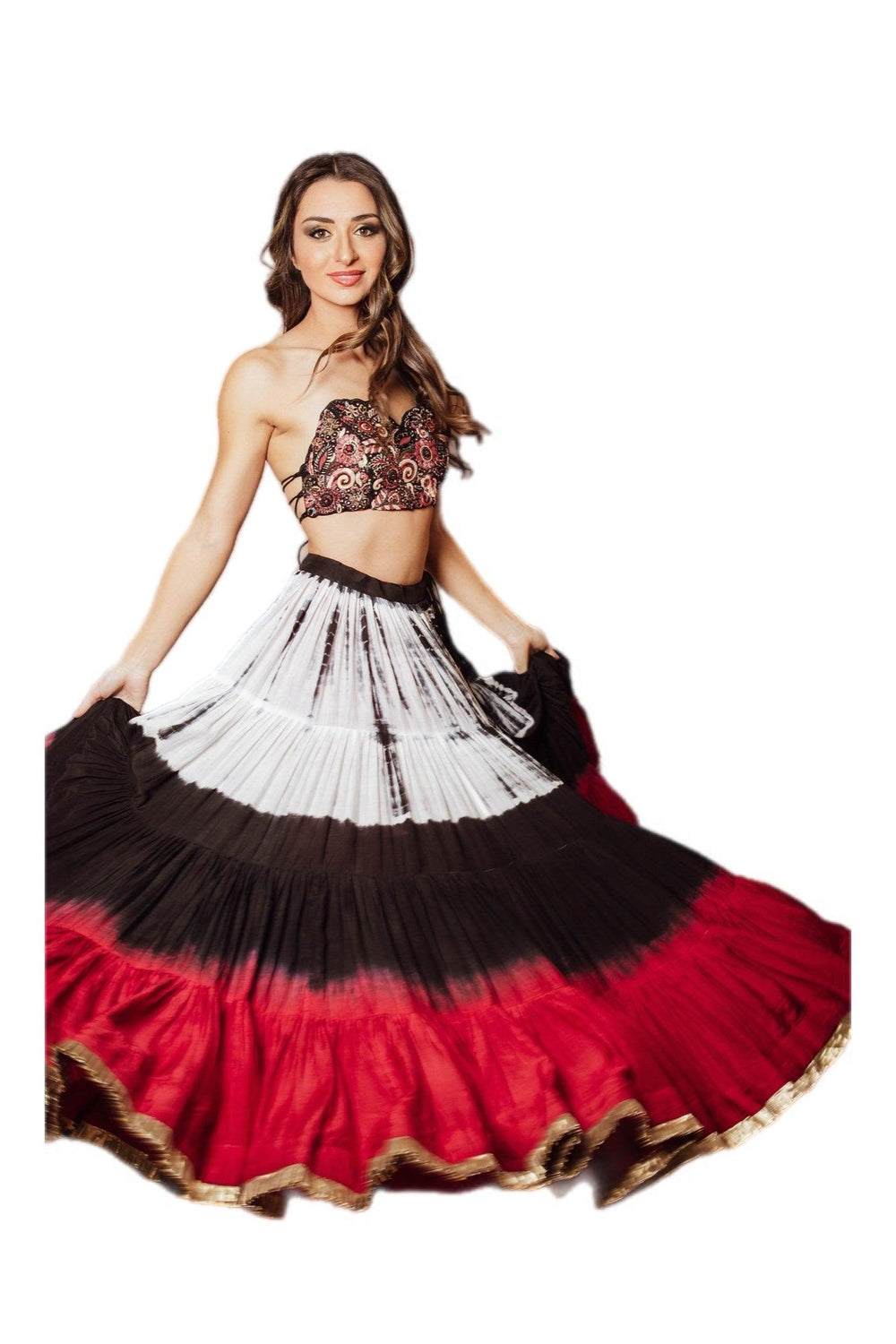 Tie Dye Tiered Full Flare Lehenga Choli Set Chaniya choli RAAS