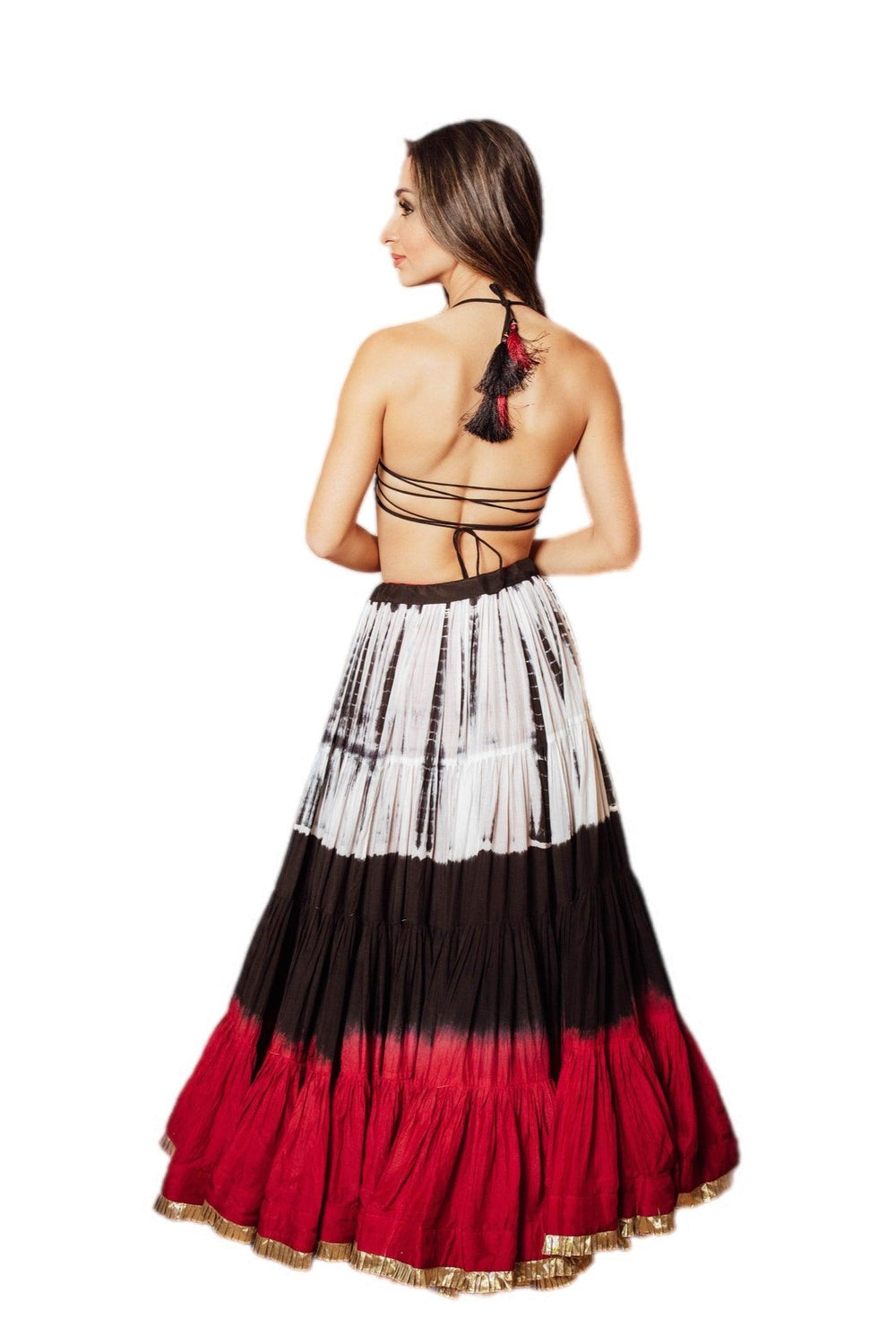 Tie Dye Tiered Full Flare Lehenga Choli Set Chaniya choli RAAS