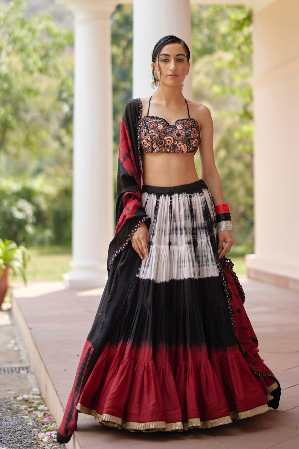 Tie Dye Tiered Full Flare Lehenga Choli Set Chaniya choli RAAS