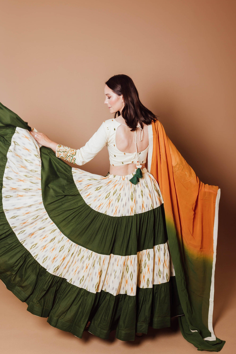 Tiered Chaniya Choli Set-[haldi_outfit]-Raas