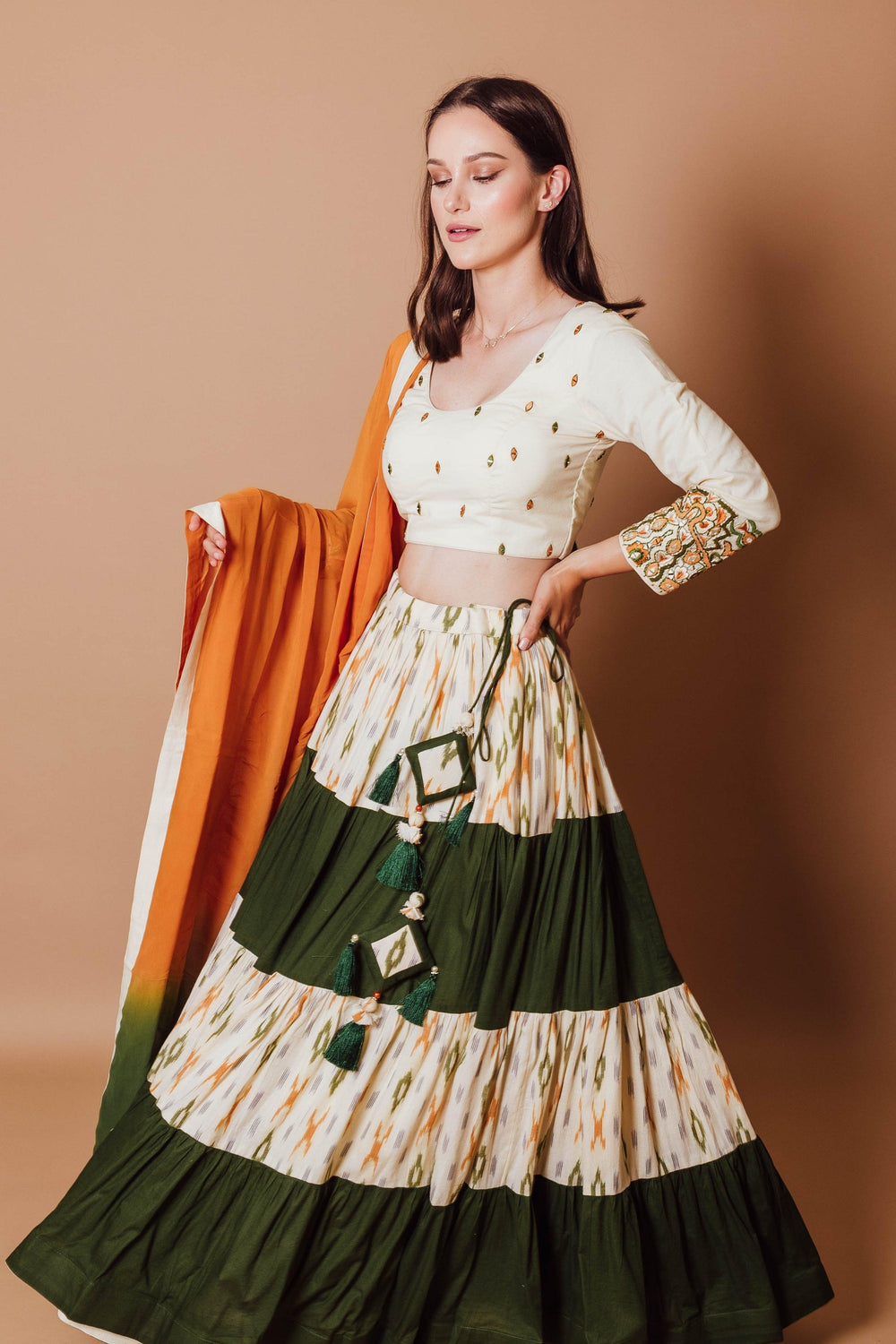 Tiered Chaniya Choli Set-[haldi_outfit]-Raas