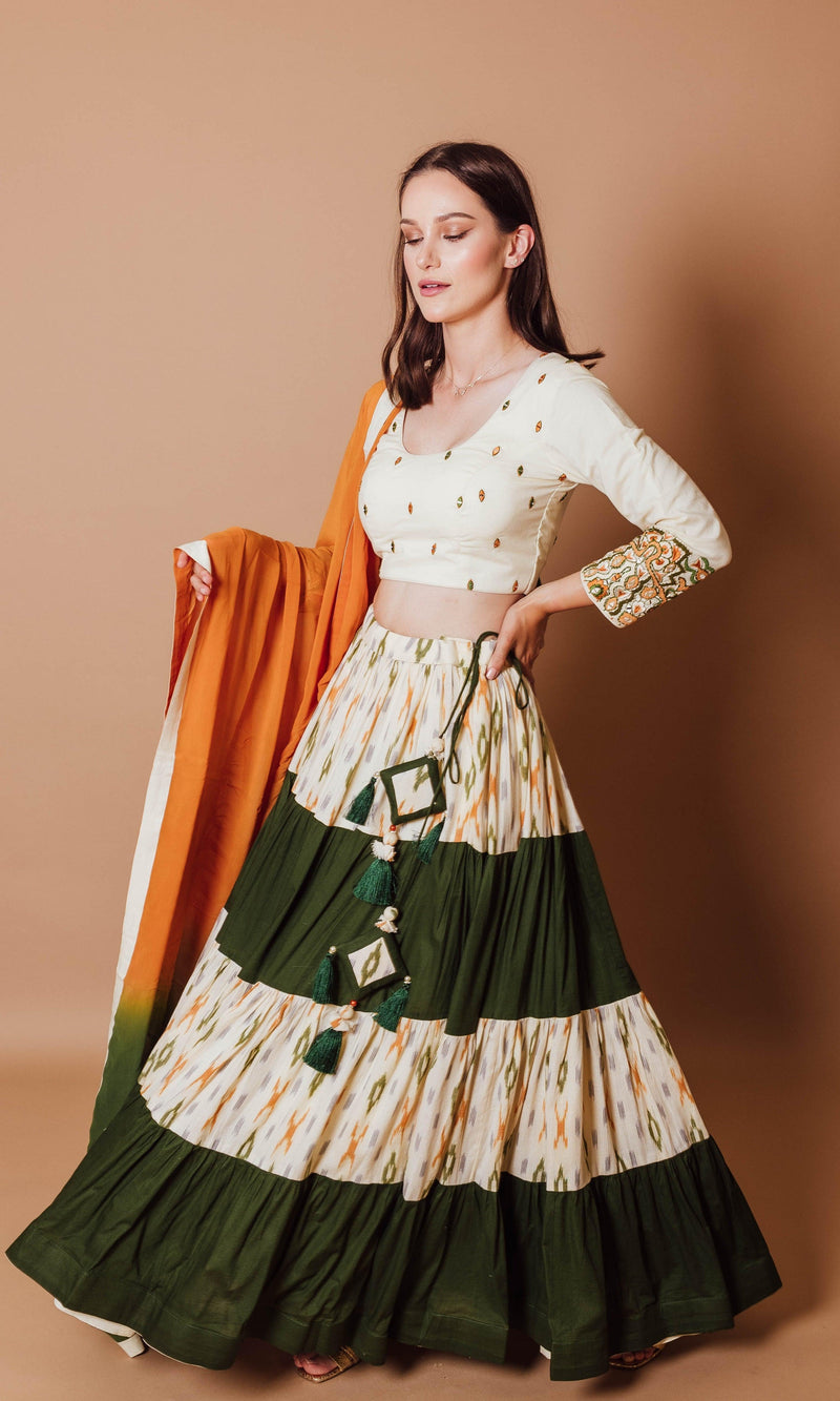 Tiered Chaniya Choli Set-[haldi_outfit]-Raas