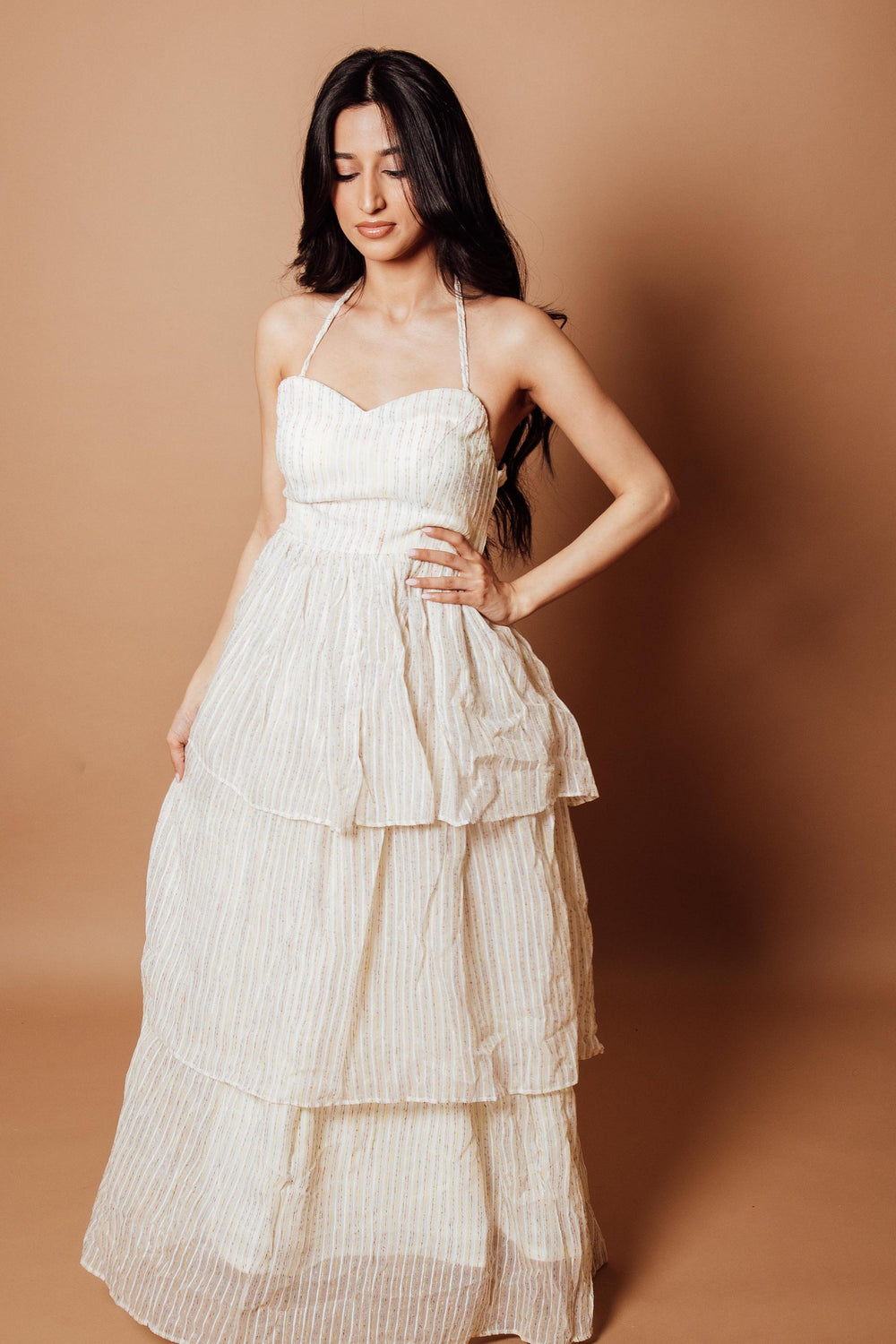 Wynn Tiered White Long Dress