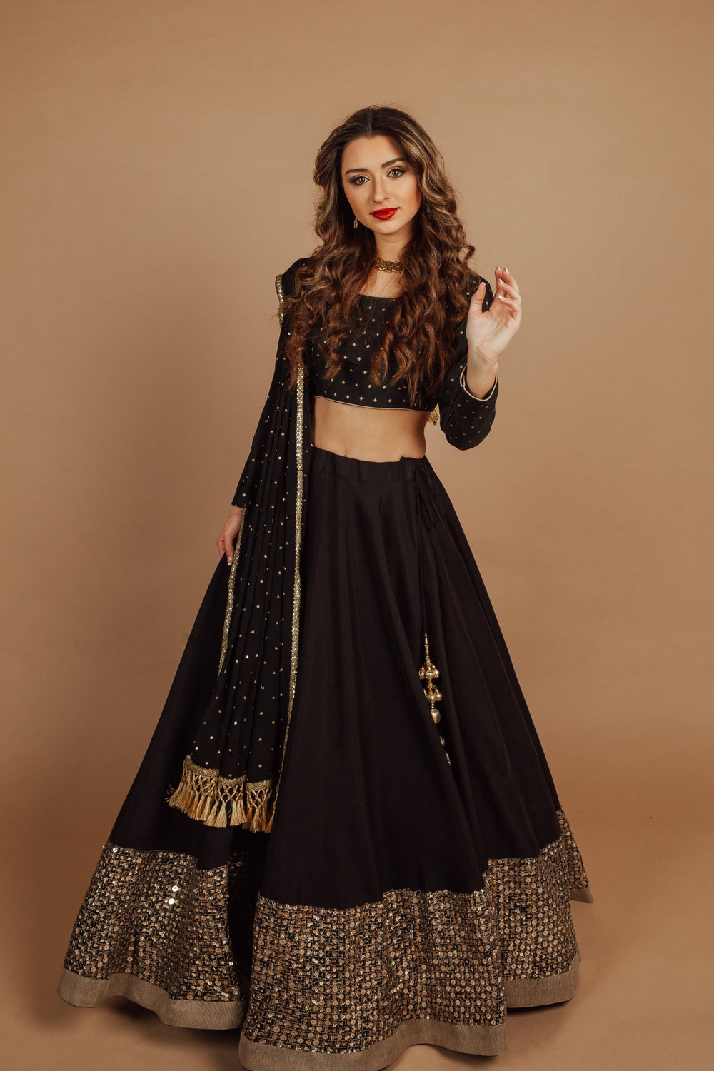 Timeless Black Lehenga Choli With Sequins Embroidery-[comfort-first-design]-[lightweight]-Raas