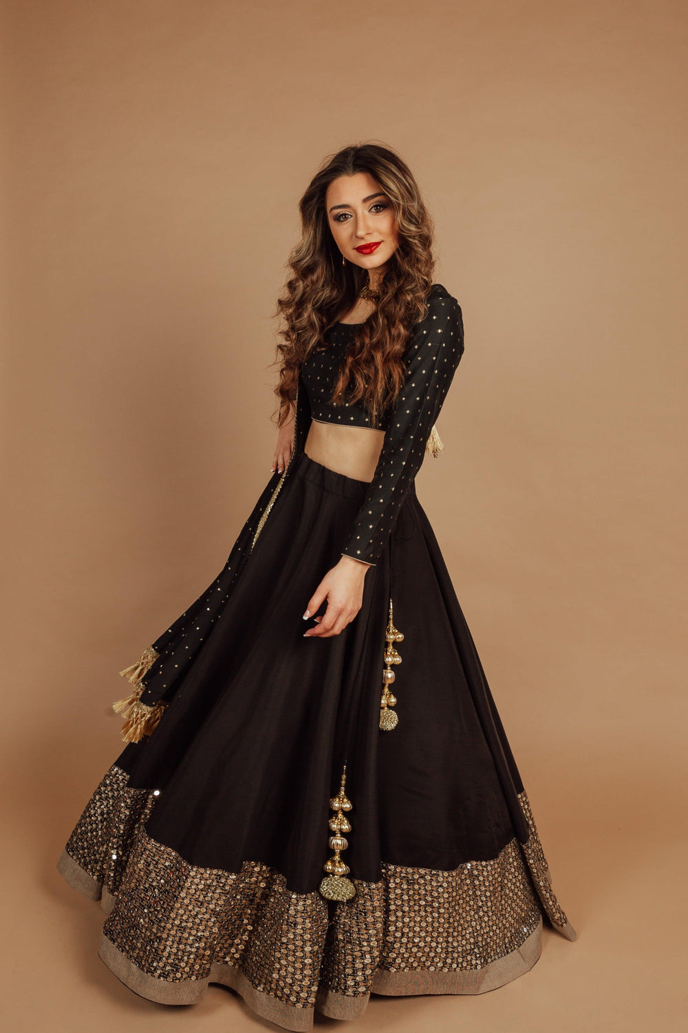 Timeless Black Lehenga Choli With Sequins Embroidery-[comfort-first-design]-[lightweight]-Raas