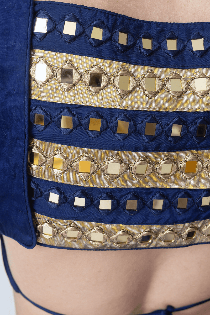 Timeless Royal Blue Lehenga Choli with Gold Trim for women-[comfort-first-design]-[lightweight]-Raas