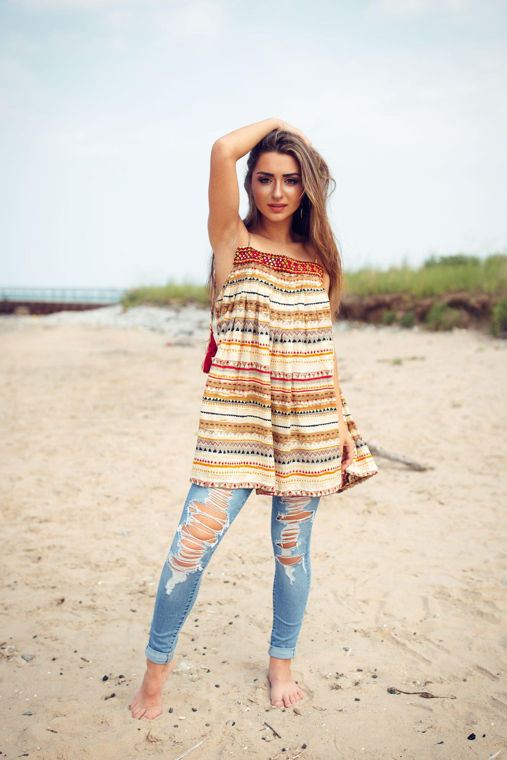 Tunic with Mirror Embroidery TOPS & TUNICS RAAS