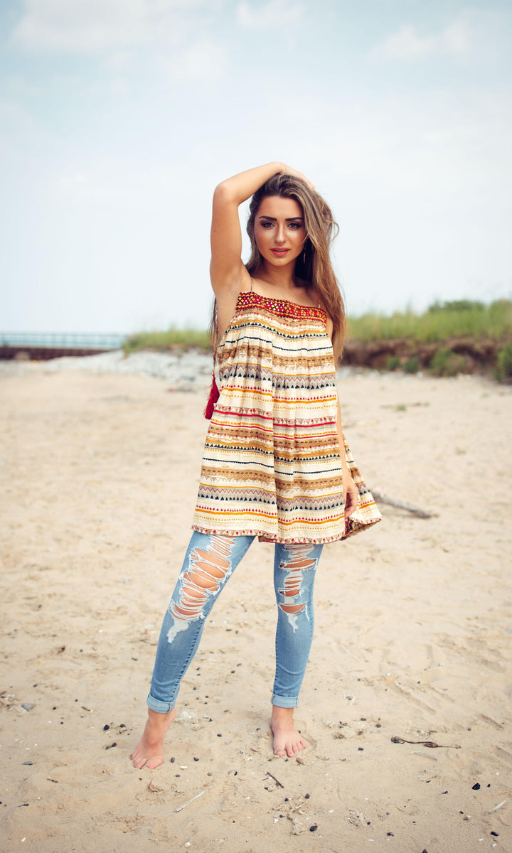 Tunic with Mirror Embroidery-Raas USA