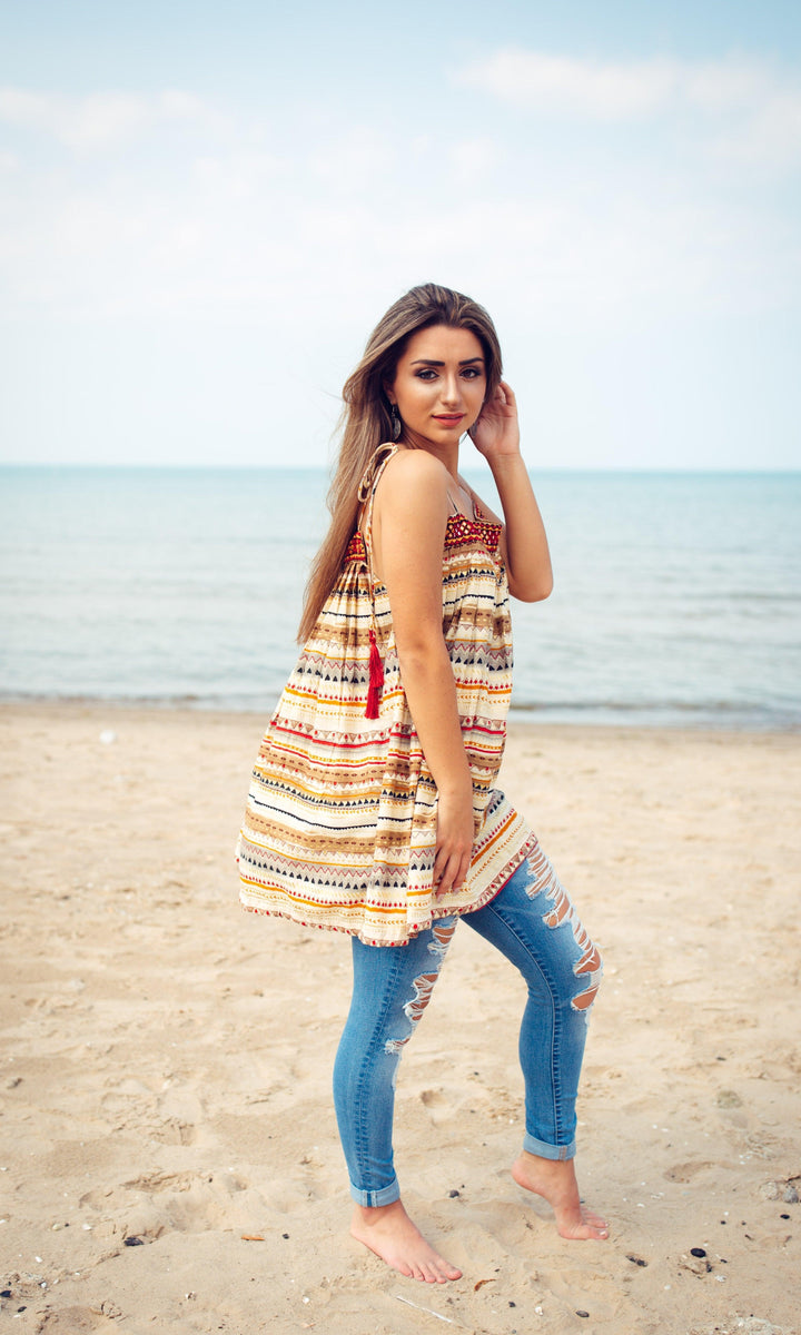 Tunic with Mirror Embroidery-Raas USA