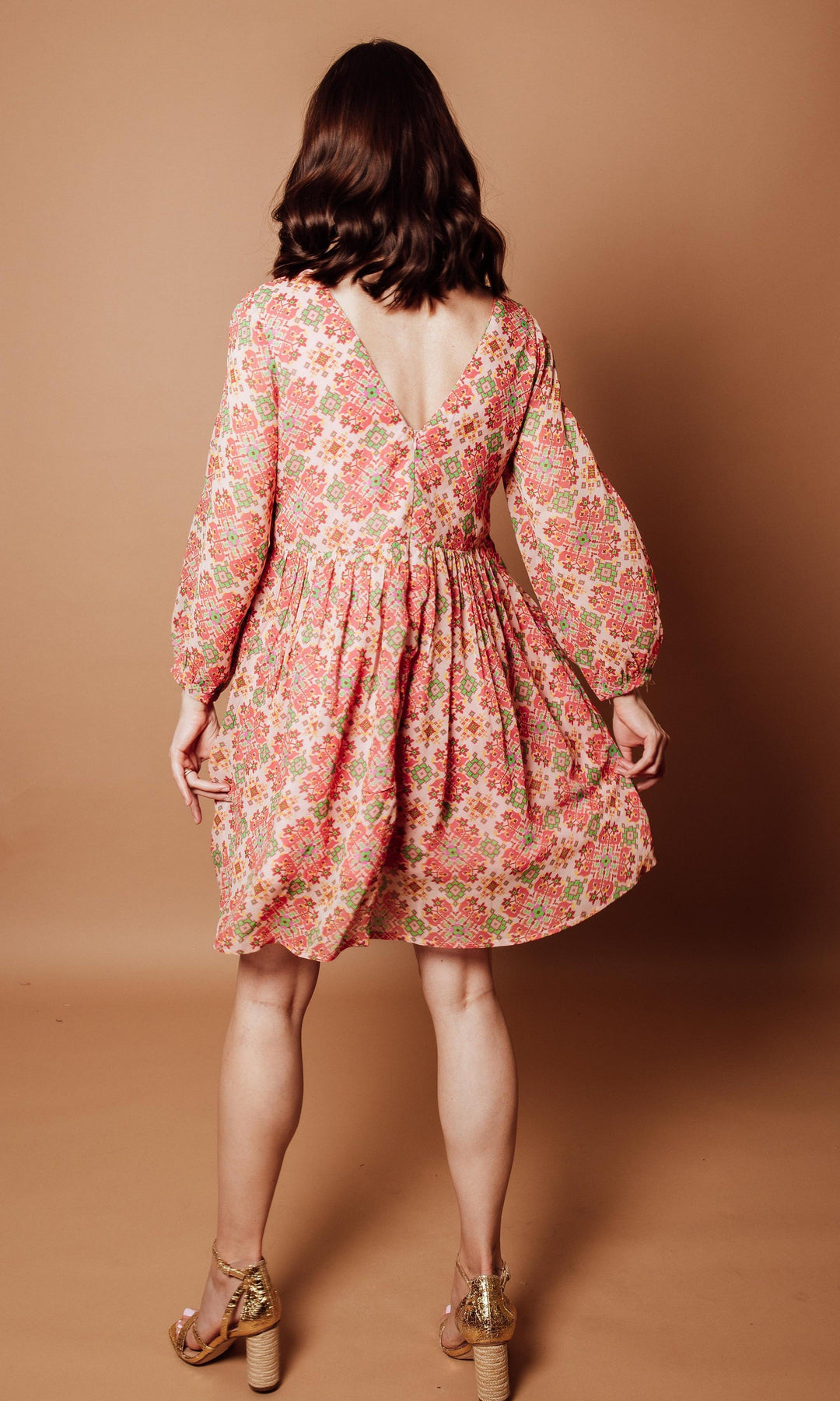 V-Neck Mini Dress-Raas USA