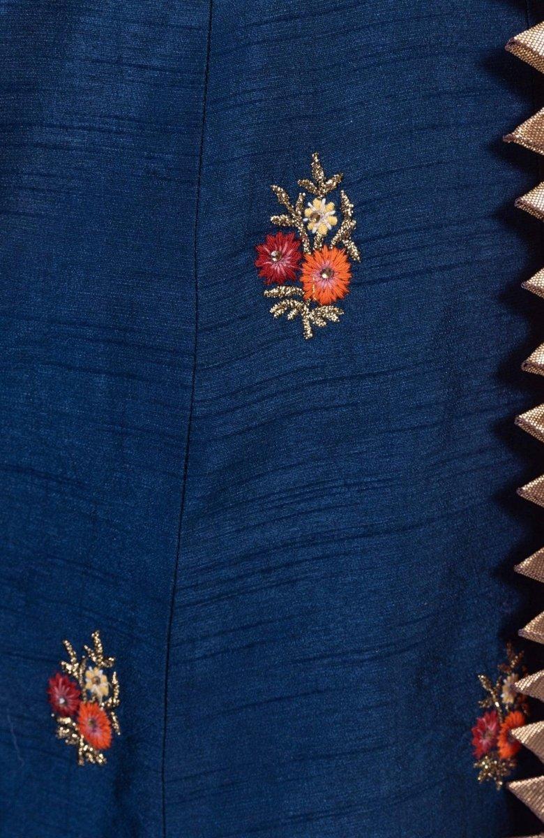 Vespera Blue Lehenga Choli with Embroidered Blouse-[comfort-first-design]-[lightweight]-Raas