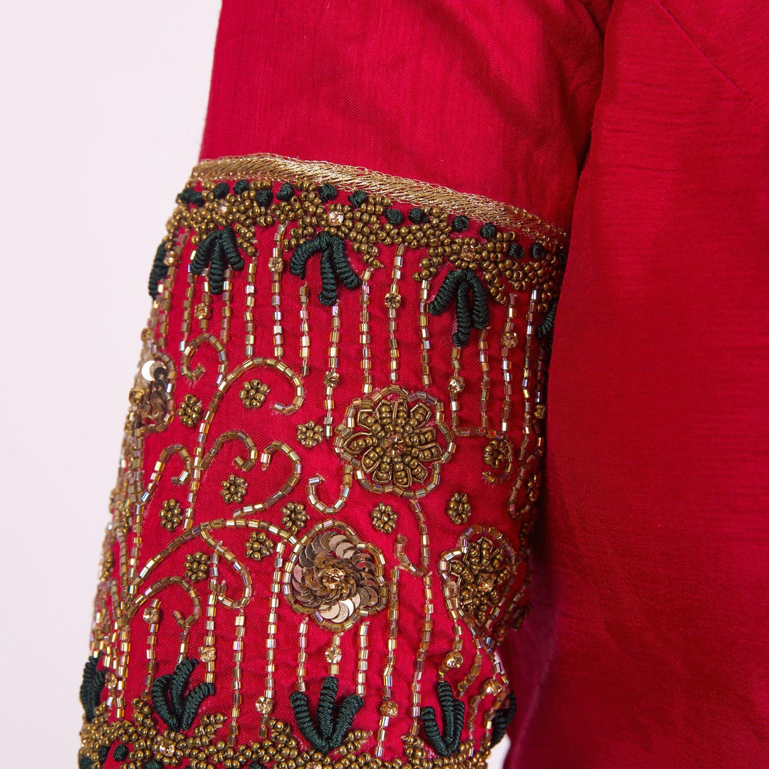 Victoria Red Scoop Neck Blouse-Raas USA