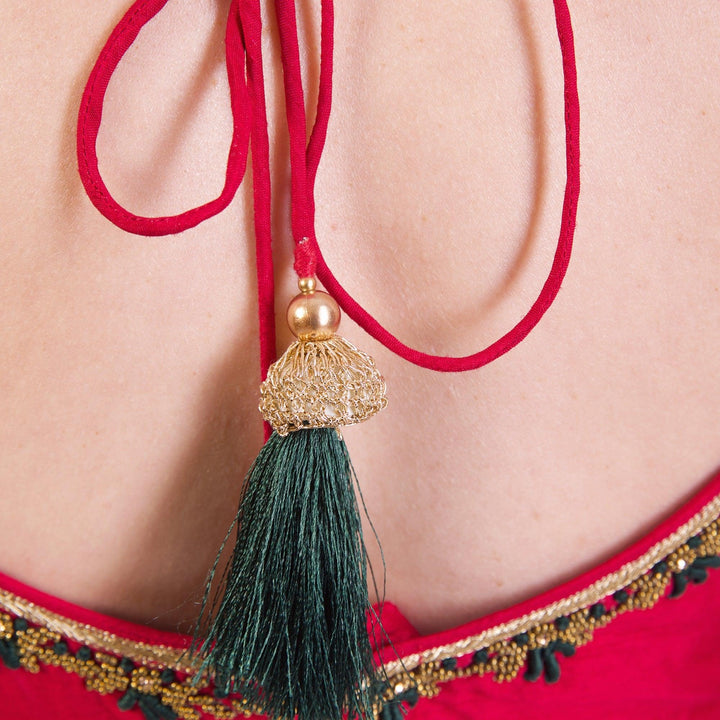 Victoria Red Scoop Neck Blouse-Raas USA