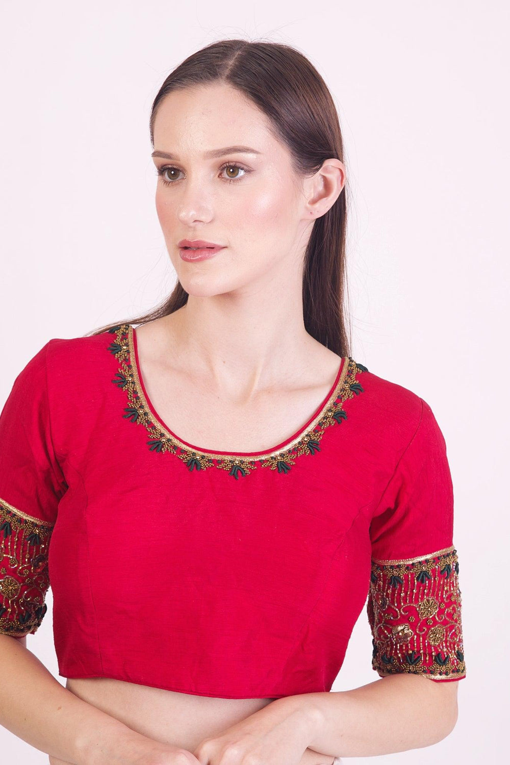 Victoria Red Scoop Neck Blouse BLOUSE RAAS