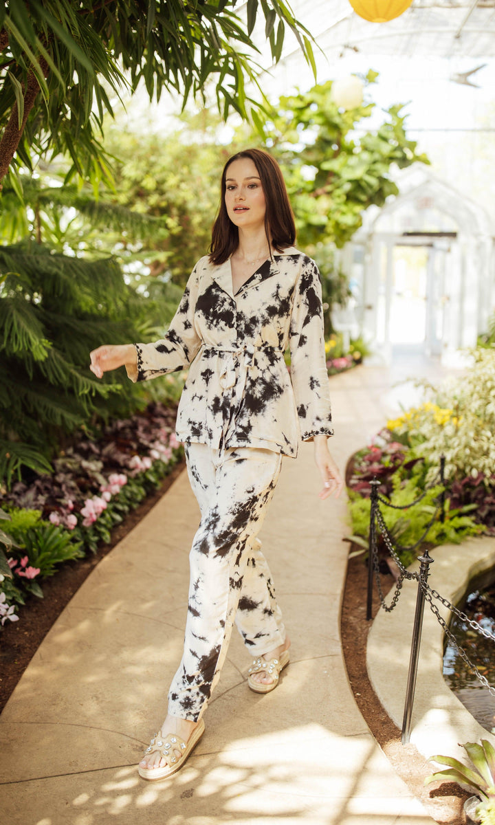 White & Black Co-Ord Set-Raas USA