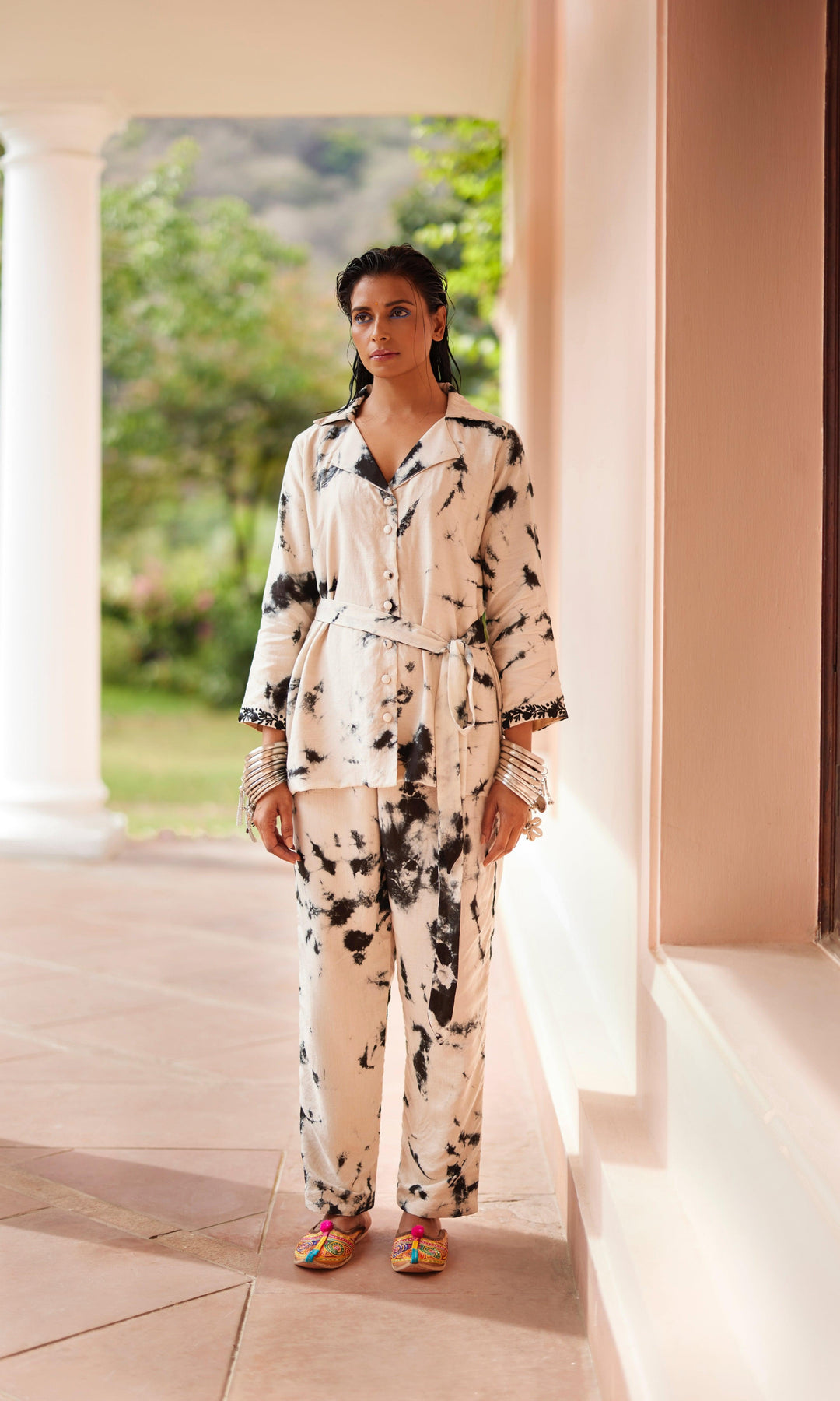 White & Black Co-Ord Set-Raas USA