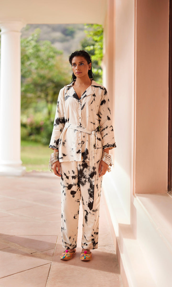 White & Black Co-Ord Set-Raas USA