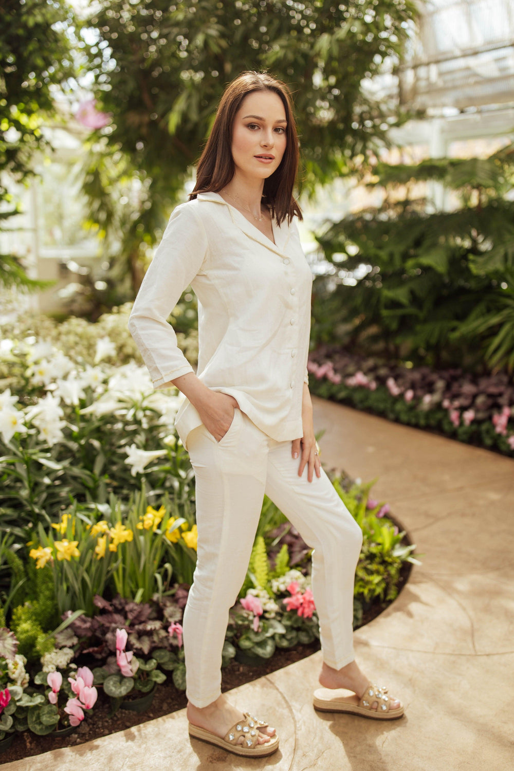 White Co - Ord with Embroidered Blazer Top Coordinate set RAAS