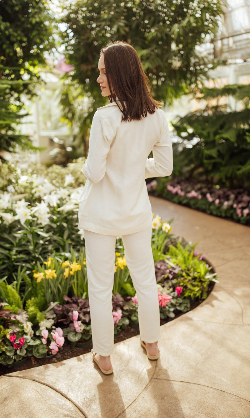White Co - Ord with Embroidered Blazer Top Coordinate set RAAS