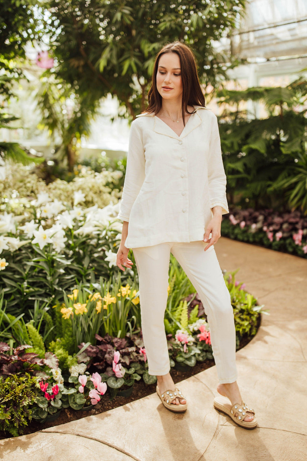White Co - Ord with Embroidered Blazer Top Coordinate set RAAS