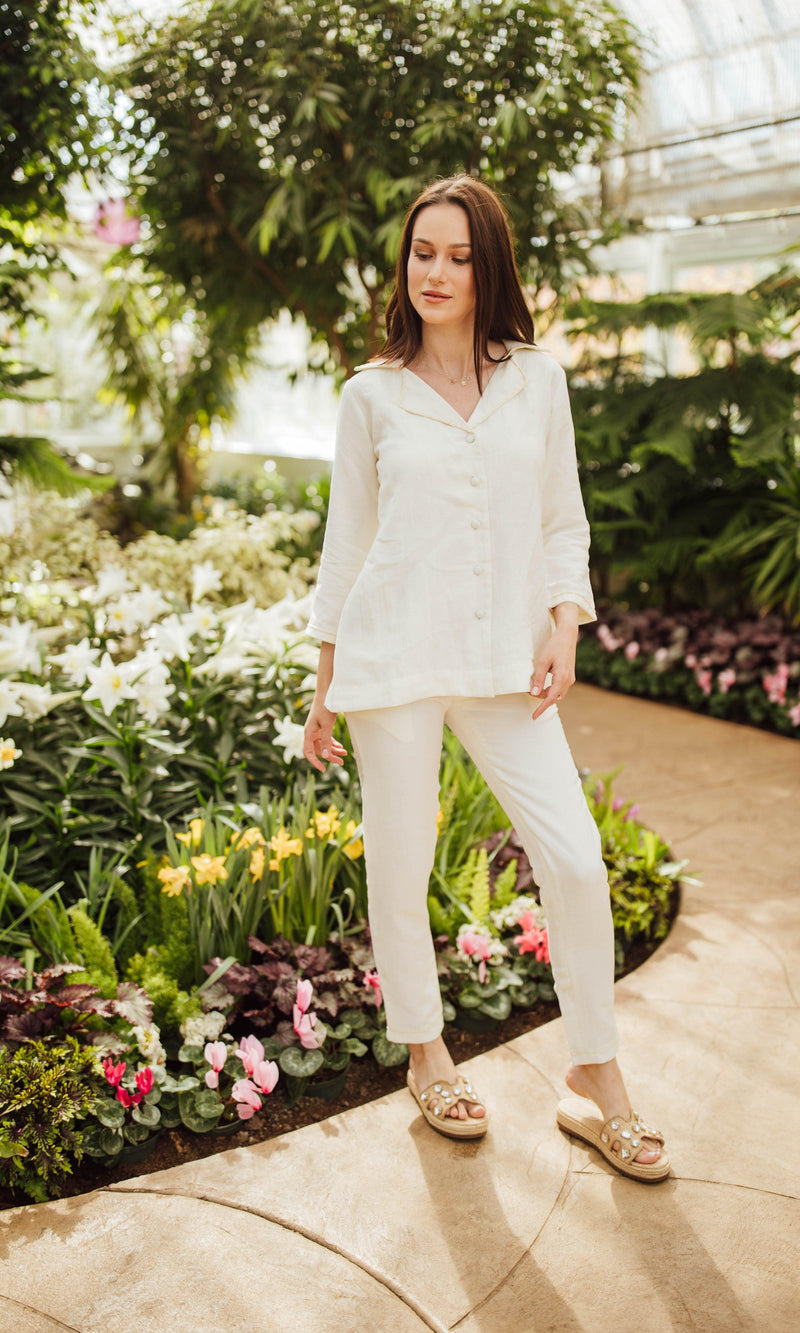 White Co - Ord with Embroidered Blazer Top Coordinate set RAAS