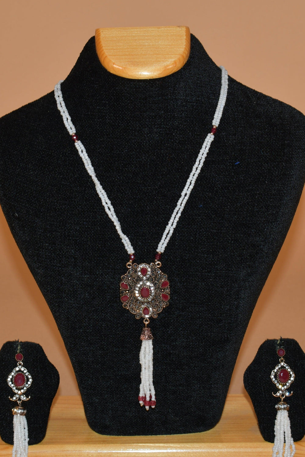 White Embellished Necklace Set FASHION JEWELRY RAAS