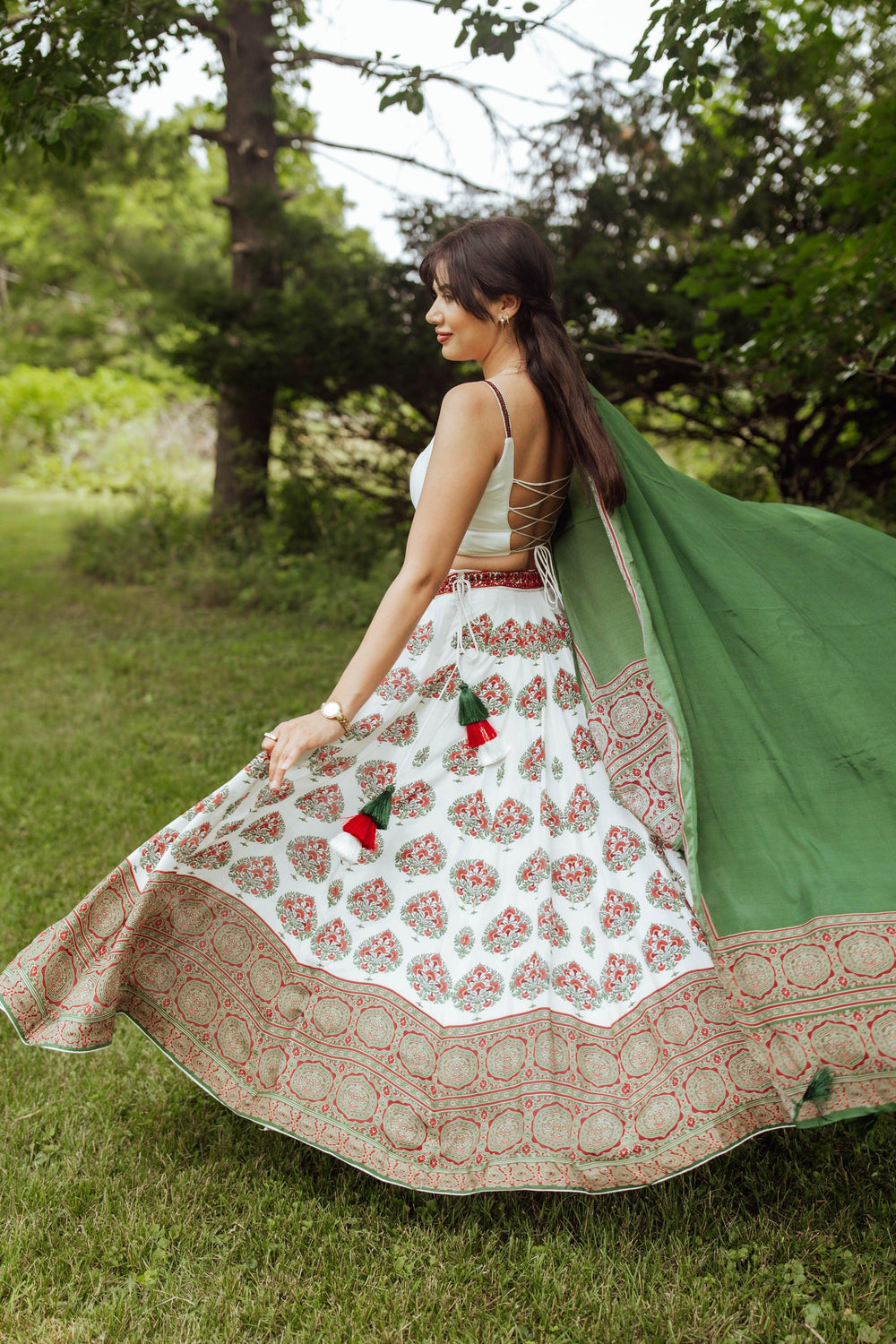 White Gold Embroidered Lehenga Set-[mehendi outfit]-Raas