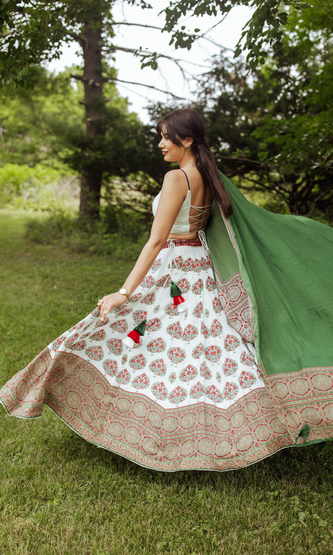 White Gold Embroidered Lehenga Set-[mehendi outfit]-Raas